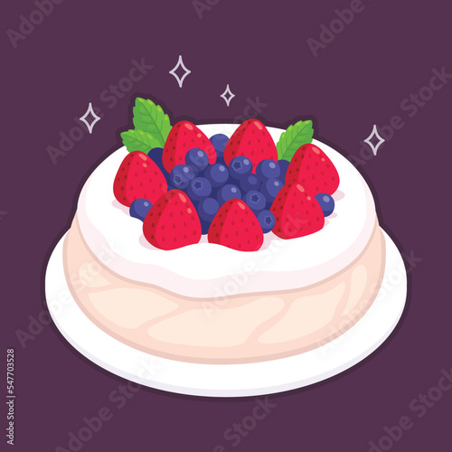 Pavlova dessert illustration