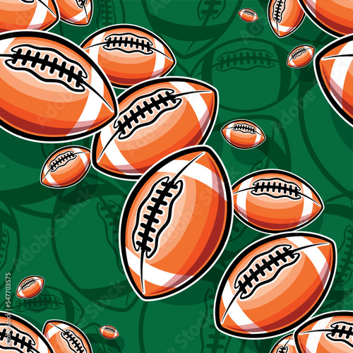 Rugby balls repeating tile background. American football balls seamless pattern vector image wallpaper and wrapping paper design.