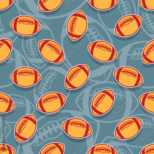 Rugby balls seamless pattern background image. American football repeating tile background wallpaper texture design vector art.