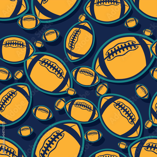 American football Seamless pattern vector art image. Rugby balls repeating tile background wallpaper texture design.