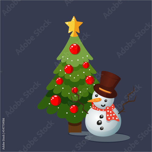 Christmas tree with snowman in scarf