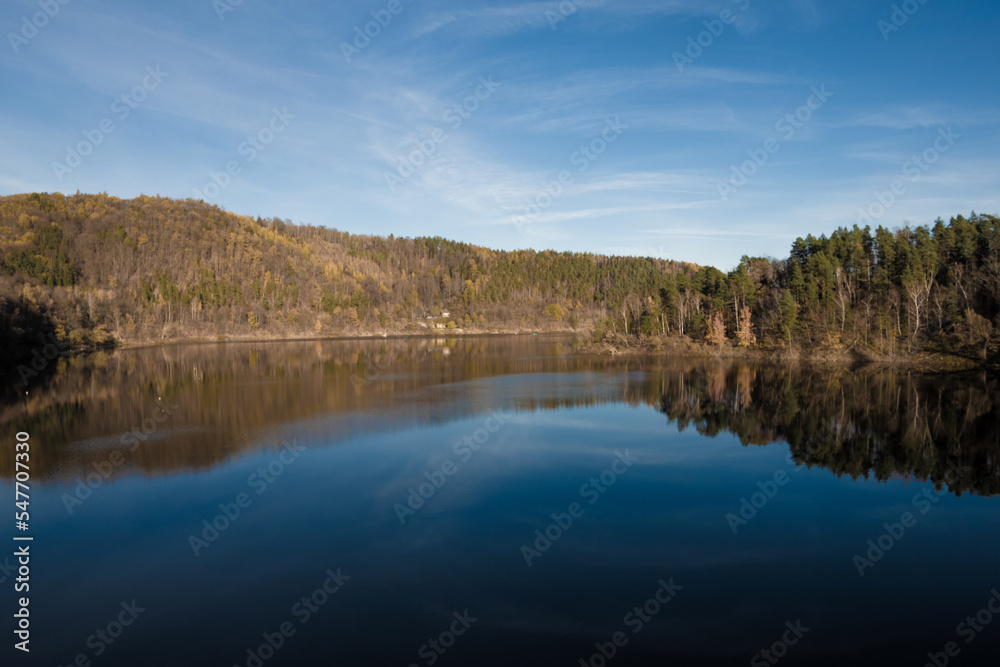 view of the Pilchowice lake in the Bóbr valley near Jelenia Góra in Poland 