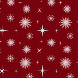 Snowflakes seamless pattern on a red background. Christmas background, pattern. Vector design, packaging.