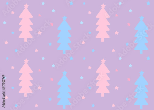 Trees and stars winter seamless pattern. Abstract background texture. Vector. 