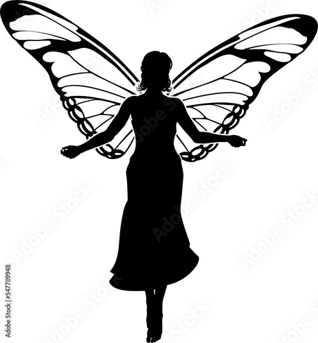 A Fairy in Silhouette With Butterfly Wings
