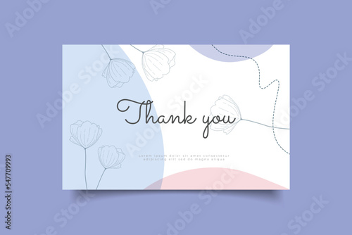 thank you card tempalte with minimalist hand drawn background photo