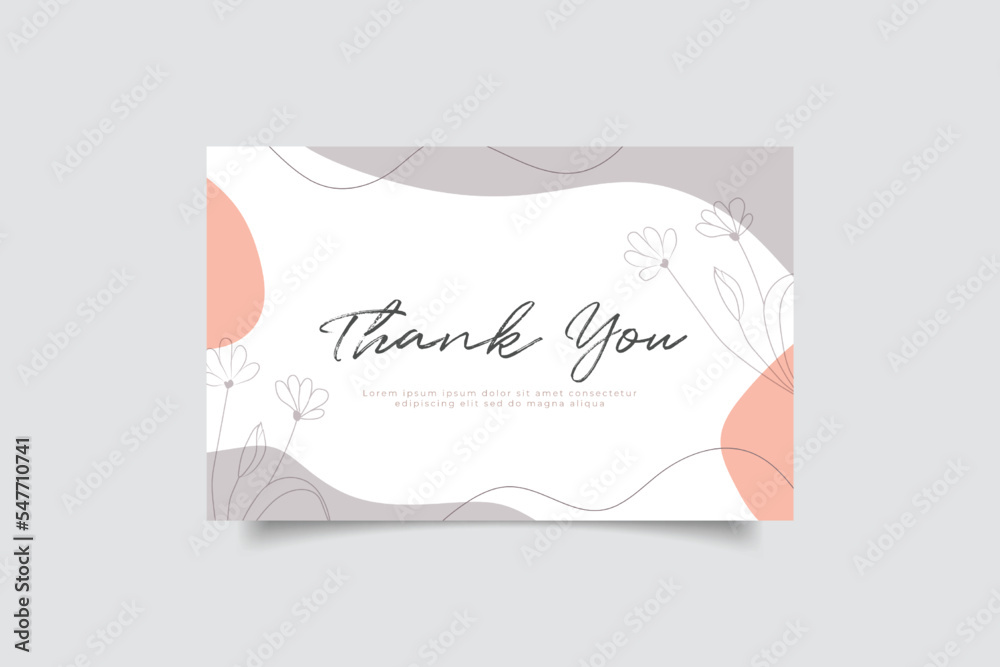 thank you card tempalte with minimalist hand drawn background