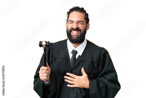 Judge caucasian man over isolated chroma key background smiling a lot
