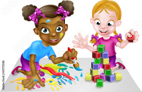 Two Girls Playing