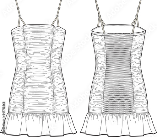 GIRLS AND WOMEN WEAR DRESS FLAT DESIGN SKETCH VECTOR
