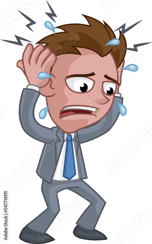 Stress Anxiety or Headache Business Man Cartoon