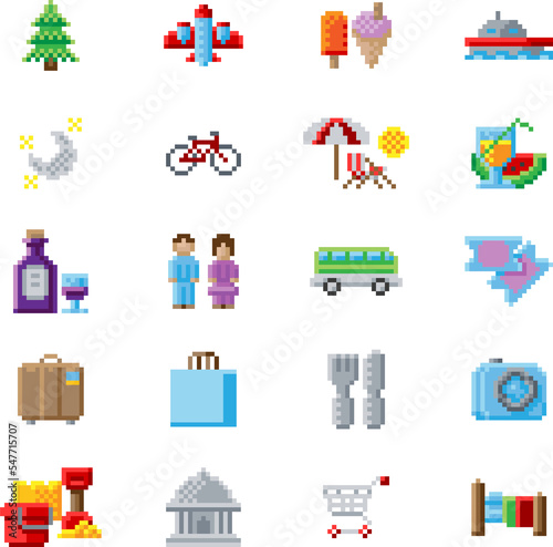 Pixel Art Tourist Icons 8 B...
