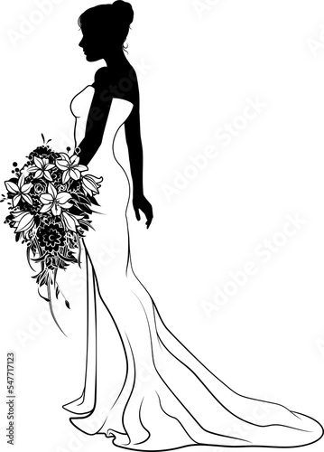 Bride Bridal Wedding Dress Silhouette Woman Design photo