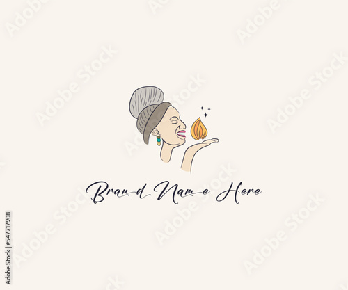 Women Line Art Face Logo