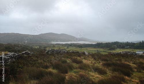 A view of the historic Caherdaniel stone fort in County Kerry, Republic of Ireland.