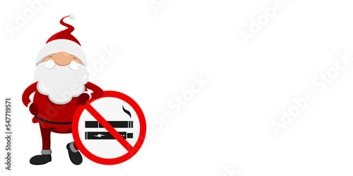 NO SMOKING - NO VAPING poster with Santa Claus and copy space