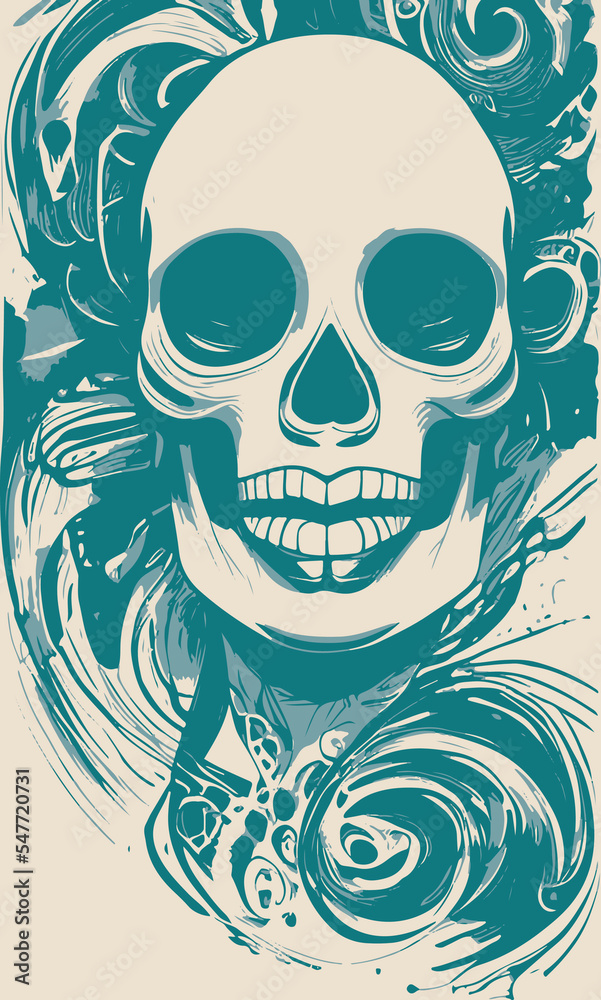 Fototapeta premium feminine lace sugar skull tattoo hand drawn vector colored clip art