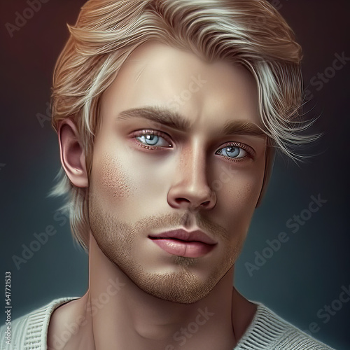 AI Portrait of a young handsome beautiful blonde male doctor  photo