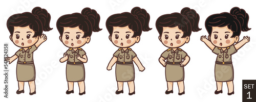 cute thai female woman teacher cartoon