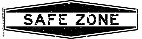 Grunge black safe zone word hexagon rubber seal stamp on white background