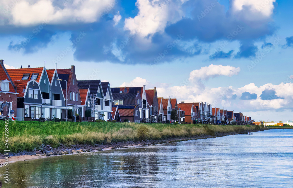 historic colorful dutch houses in volendam