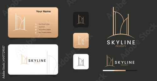 Building architecture logo and business card template premium vector
