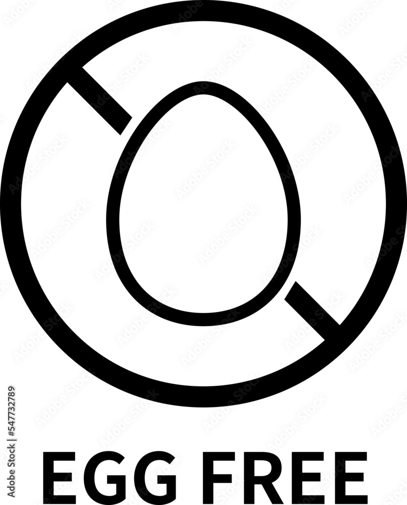 Egg free simple icon and English phrase (black) Egg free simple icon and English phrase (black)