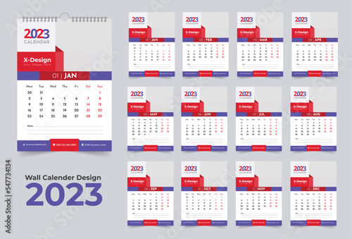 2023 calendar template, Monthly wall calendar, happy new year wall calendar