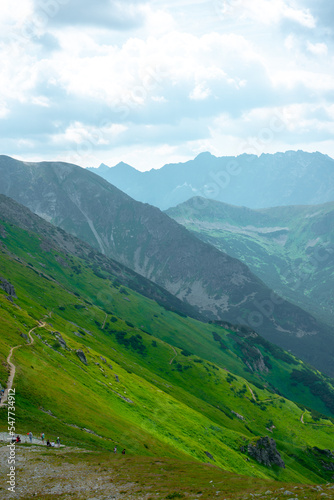 Beautiful view of the Tatra Mountains landscape. View of the mountains from the top. High mountain landscape. © Sebastian