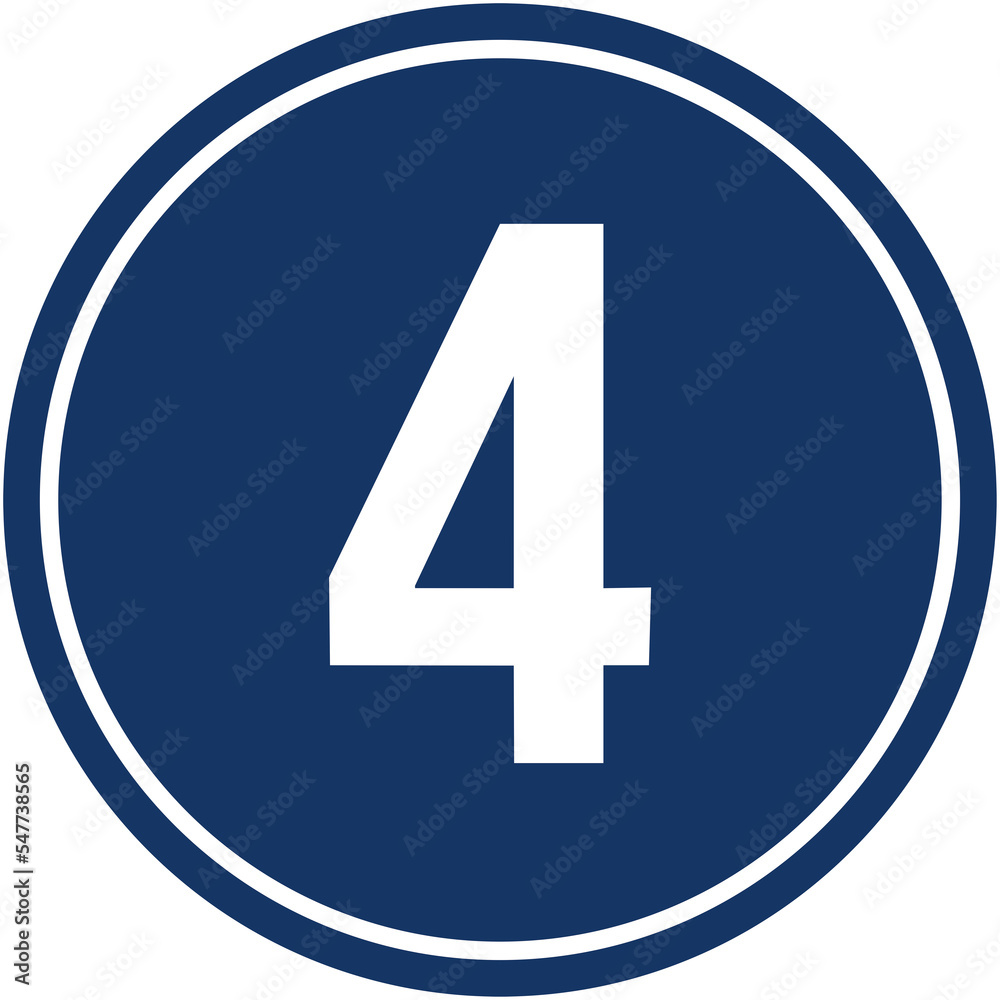 Fototapeta premium A circular sign indicating number 4. number FOUR