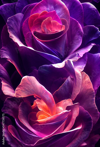 Composite stylized illustration of flower. Rose flower. Colorful. Semi Neural Network Generated. Art