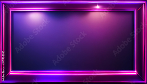 Abstraction. On a purple background, taken in a pink neon frame, two lamps are lit. © Arpine