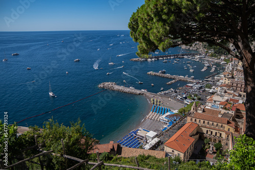 Beautiful view of the Amalfi Coast. Italian summer resort on shores of the Tyrrhenian Sea