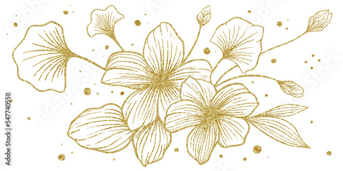 Floral pattrn hand drawn with gold ink photo