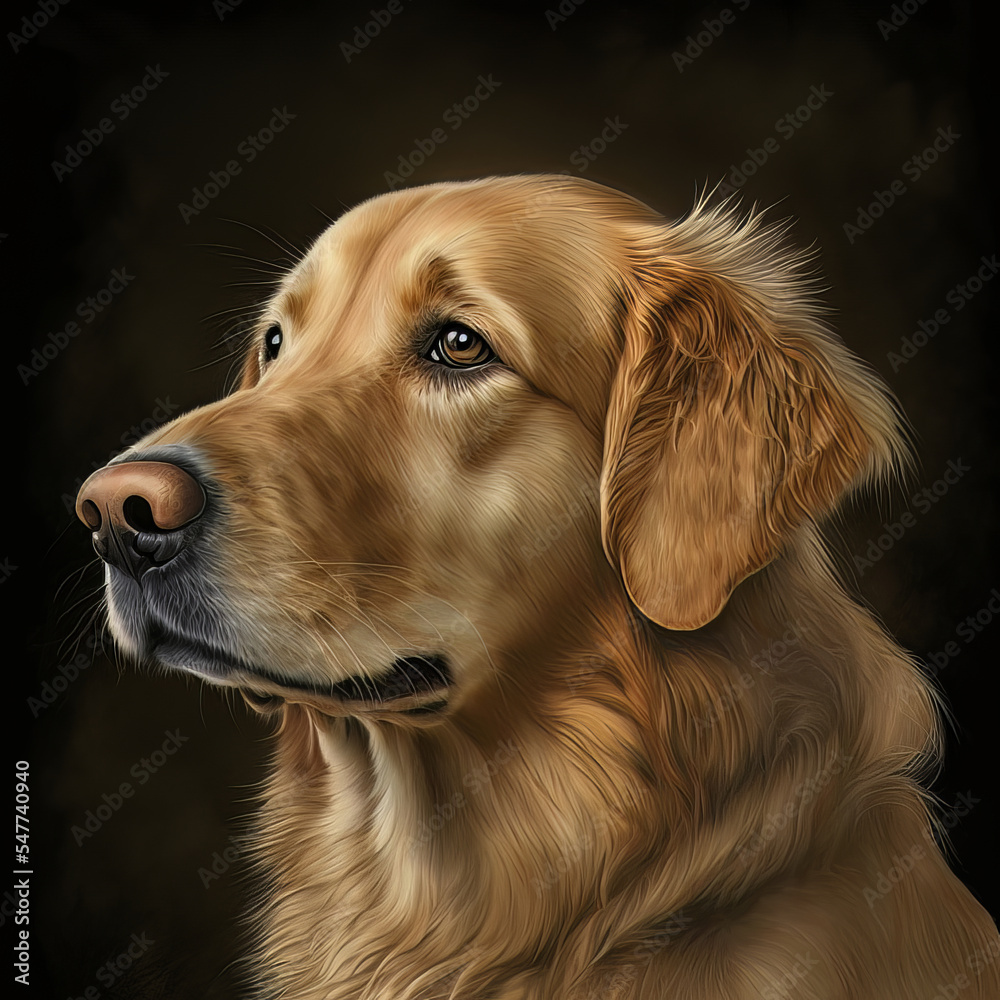 Portrait of a Golden Retriever - illustration