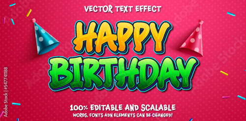 happy birthday editable text effect premium vector, Editable Text Effect, 3D Happy Birthday Text Style
