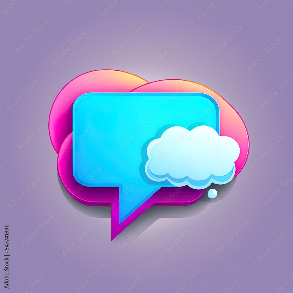 Message notification icon. Cloud new message realistic 3d design. Dialog, Chat Speech Bubble. Clicks the arrow cursor on dialogue. 2d illustrated illustration