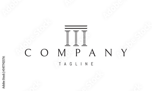 Vector logo on which an abstract image of three ancient Greek columns.
