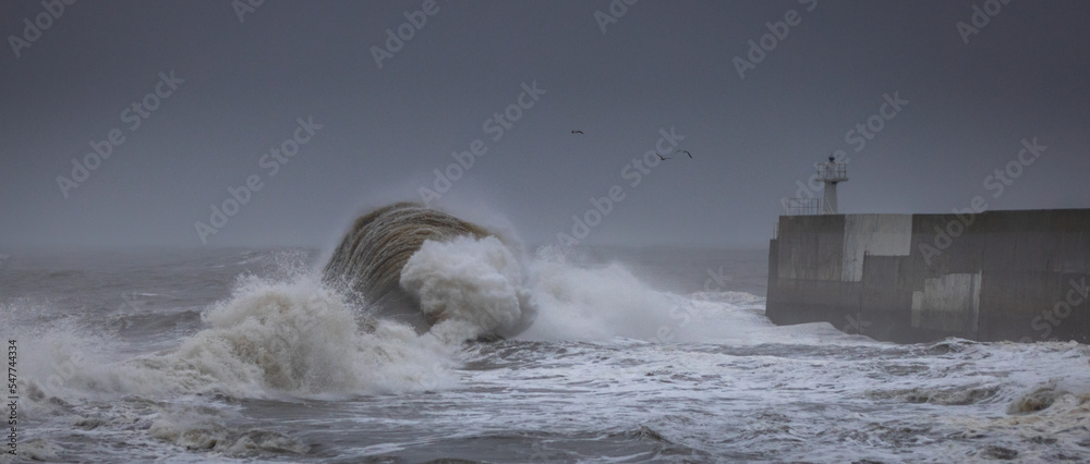 Huge Storm Waves at Pittenweem Harbour, East Neuk, Fife Scotland
