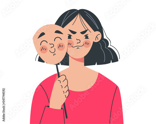 Bad people characters wear good mask concept. Vector graphic design illustration element