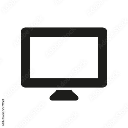 Monitor Screen Sign. Computer Monitor Silhouette Icon. PC Wide Screen Desktop Glyph Pictogram. TV with Digital LCD Technology Symbol. Isolated Vector Illustration