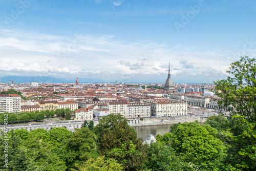 Aerial view of the skyline of Turin with the Mole Antonelliana © Alessio
