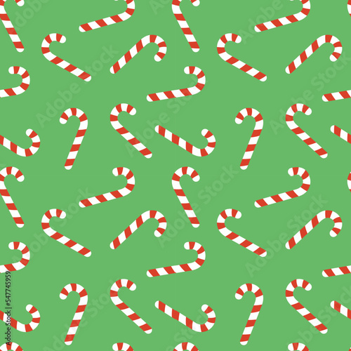 Candy cane. Christmas seamless pattern with candy cane. Cartoon  flat  vector