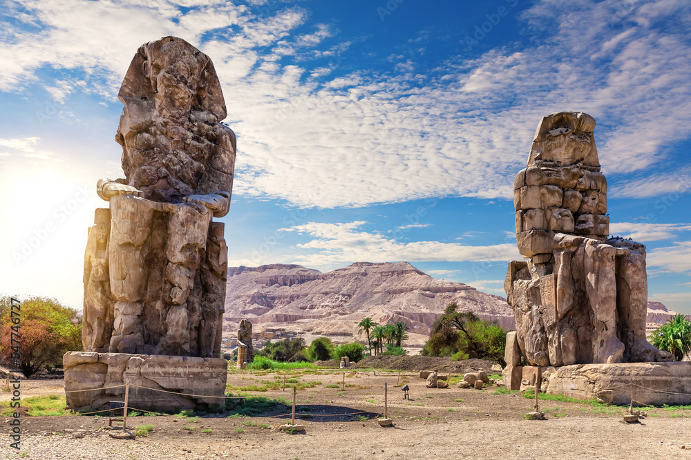 The Colossi of Memnon or statues of the Pharaoh Amenhotep, Luxor, Egypt