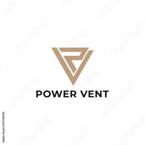 Abstract initial letter PV or VP logo in gold color isolated in white background applied for venture capital firm logo also suitable for the brands or companies have initial name VP or PV.