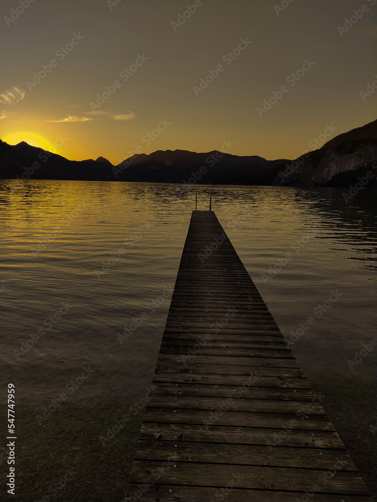 sunset on the lake, pier on the beach, mole, mole in the lake, pure water, lake water, lake blue, lake with mountains, nature, romanticolmost night, sunset