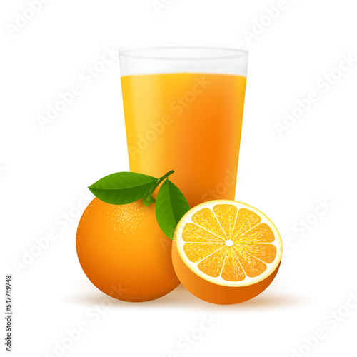 Orange fruit juice glass