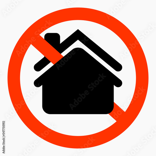 Not at home. No home icon. Vector icon.