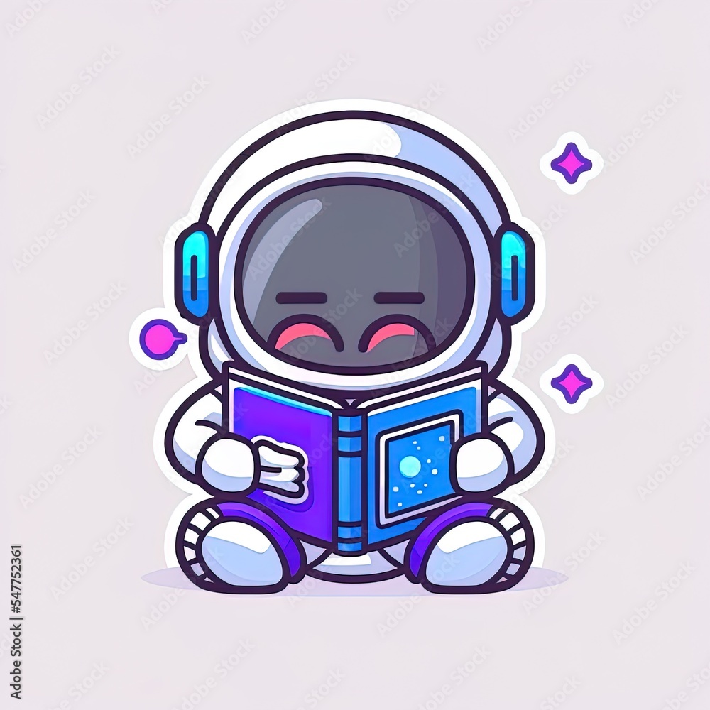 Cute Astronaut Reading Book Cartoon 2d illustrated Icon Illustration. Technology Education Icon Concept Isolated Premium 2d illustrated. Flat Cartoon Style Cute Astronaut Reading Book Cartoon 2d illustrated Icon Illustration. Technology Education Icon Concept Isolated Premium 2d illustrated. Flat Cartoon Style