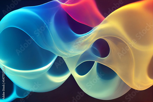 Arstract gardient background of fusionated blobs and rganic floating multicolor incense smoke photo